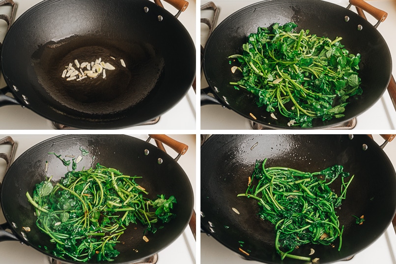 How to make watercress stir fry step-by-step