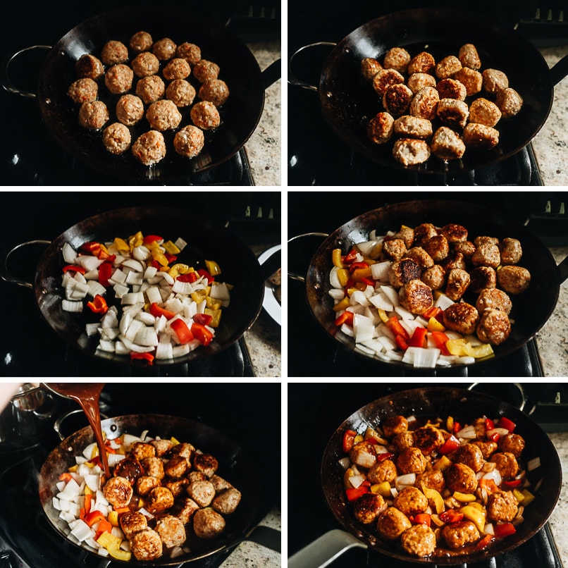 Sweet and sour sauce meatballs cooking step-by-step