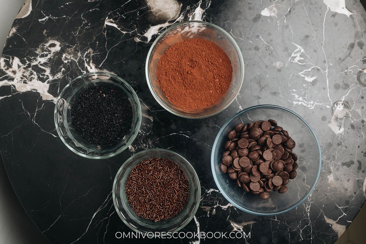 Black sesame chocolate truffles coating options