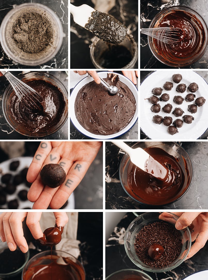 How to make Black sesame chocolate truffles step-by-step