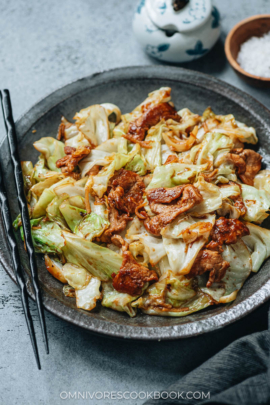 Homestyle pork and cabbage stir fry