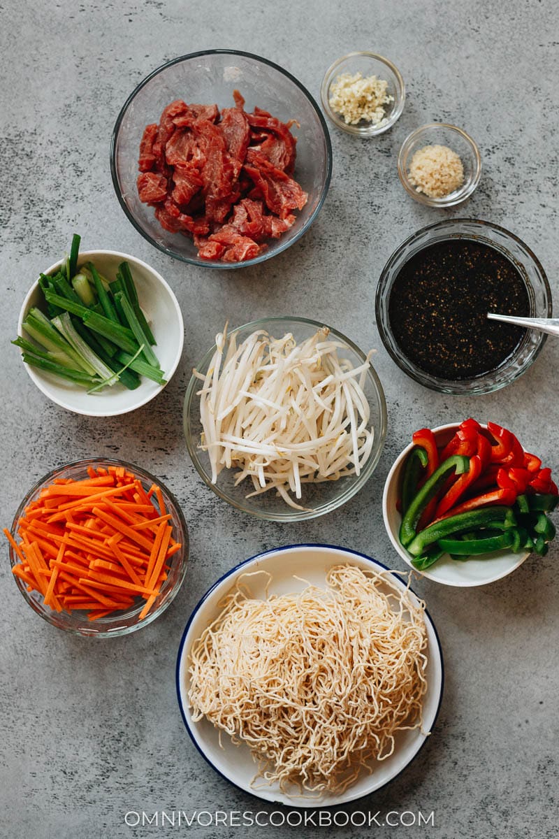 Beef chow mein ingredients