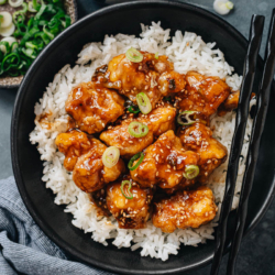 Making restaurant-style crispy sesame chicken without a ton of sugar or deep frying. The chicken is juicy and tender with a chewy coating and a flavorful sauce full of umami. You can’t miss this dish! {Gluten-Free Adaptable}