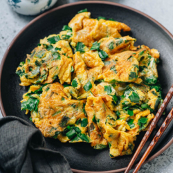 A classic Chinese dish that uses three ingredients and 10 minutes to create a satisfying main dish. The flavorful and rich garlic chives are cooked with scrambled eggs, bursting with savory flavors. {Vegetarian, Gluten-Free}