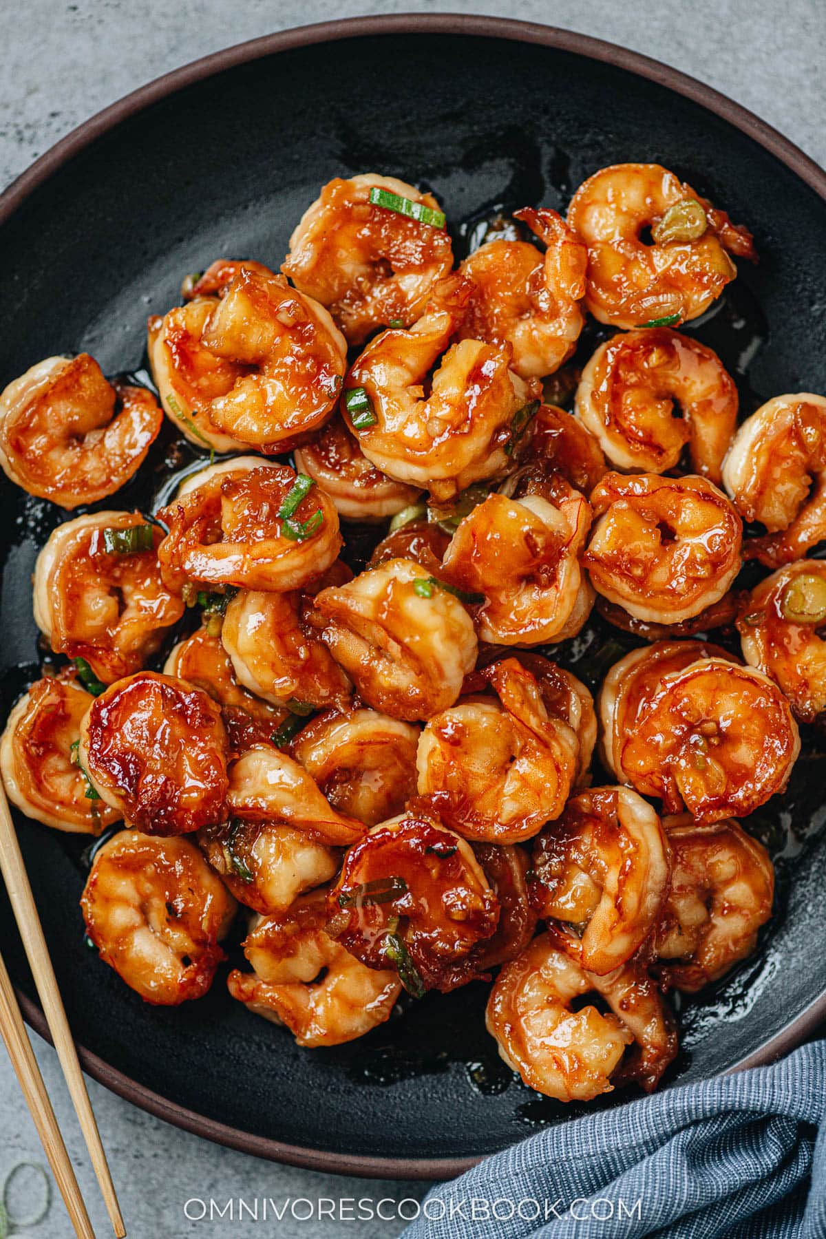 Honey garlic shrimp close up