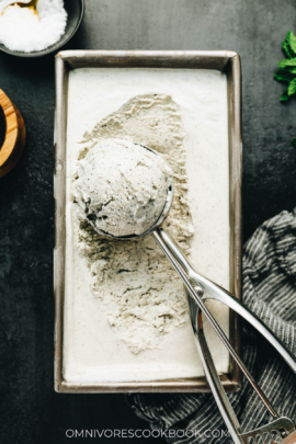 Homemade black sesame ice cream