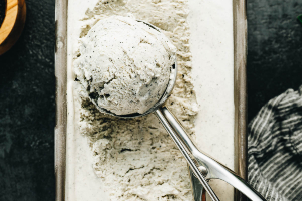 Homemade black sesame ice cream