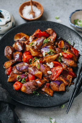 Chinese eggplant with tomato