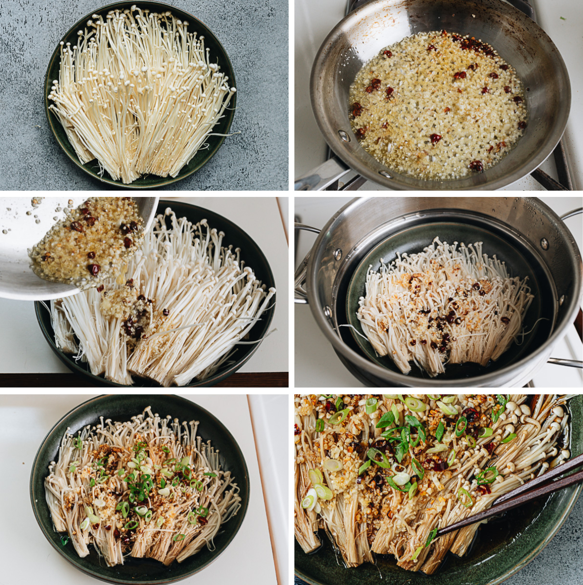 How to make steamed enoki mushrooms step-by-step