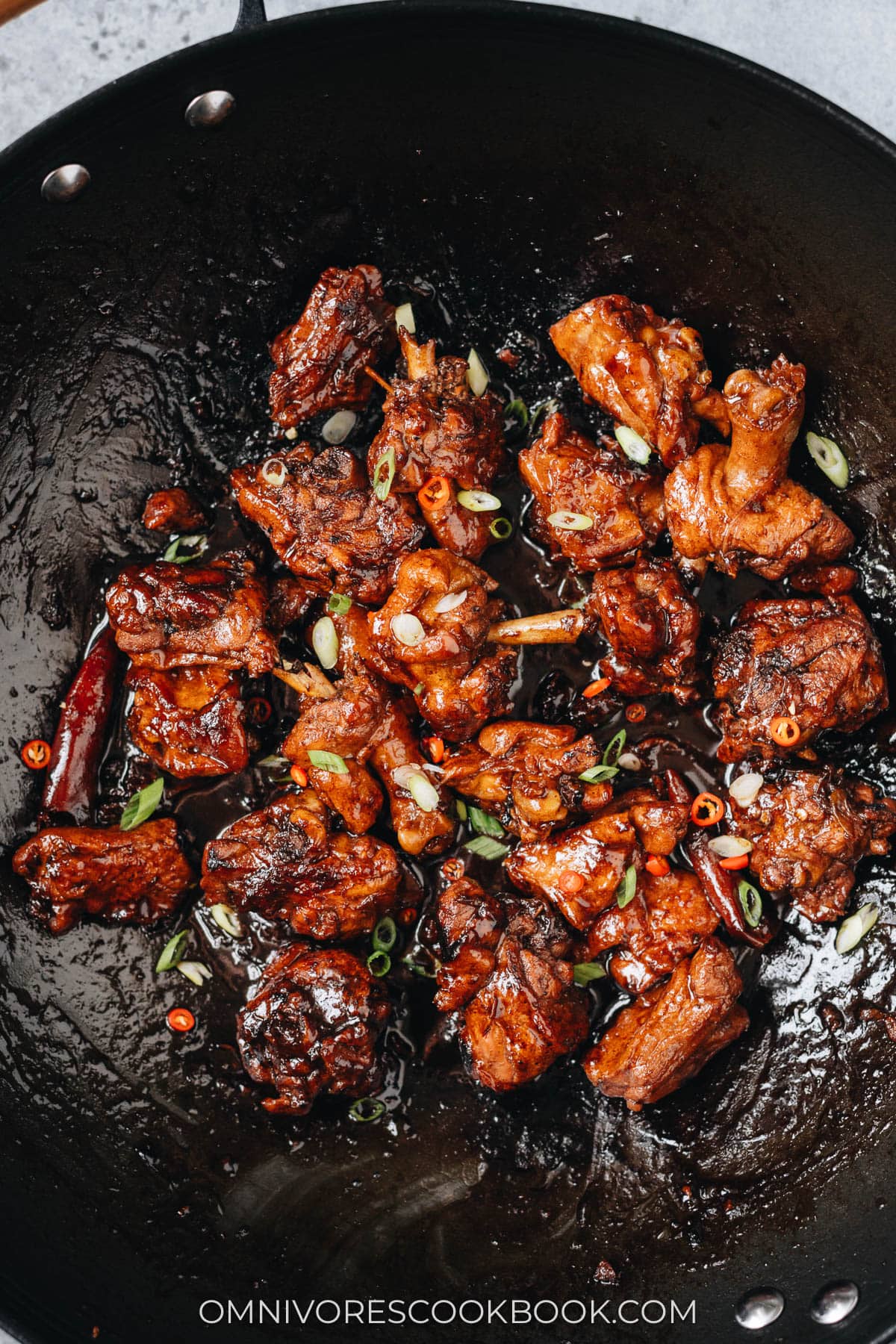 Chinese beer duck cooked in a wok