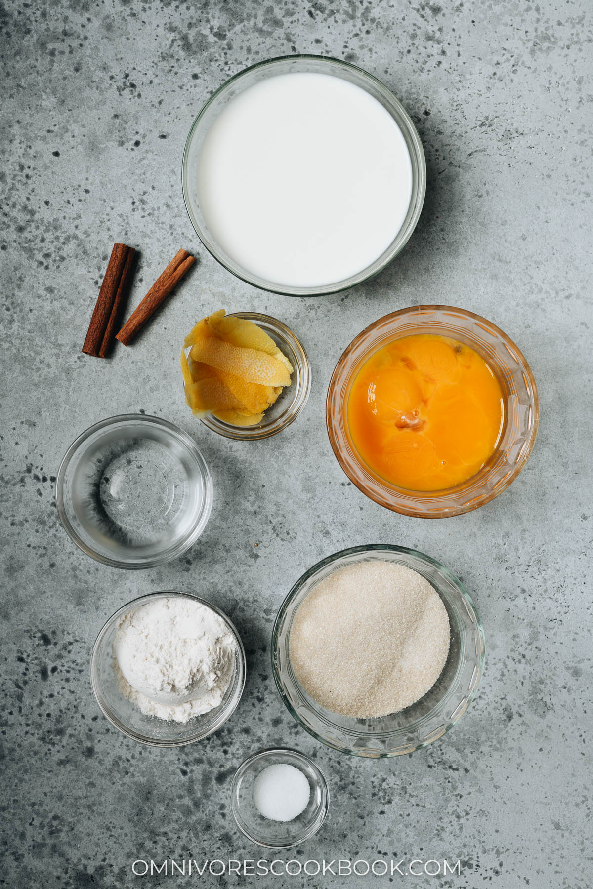 Ingredients for making custard