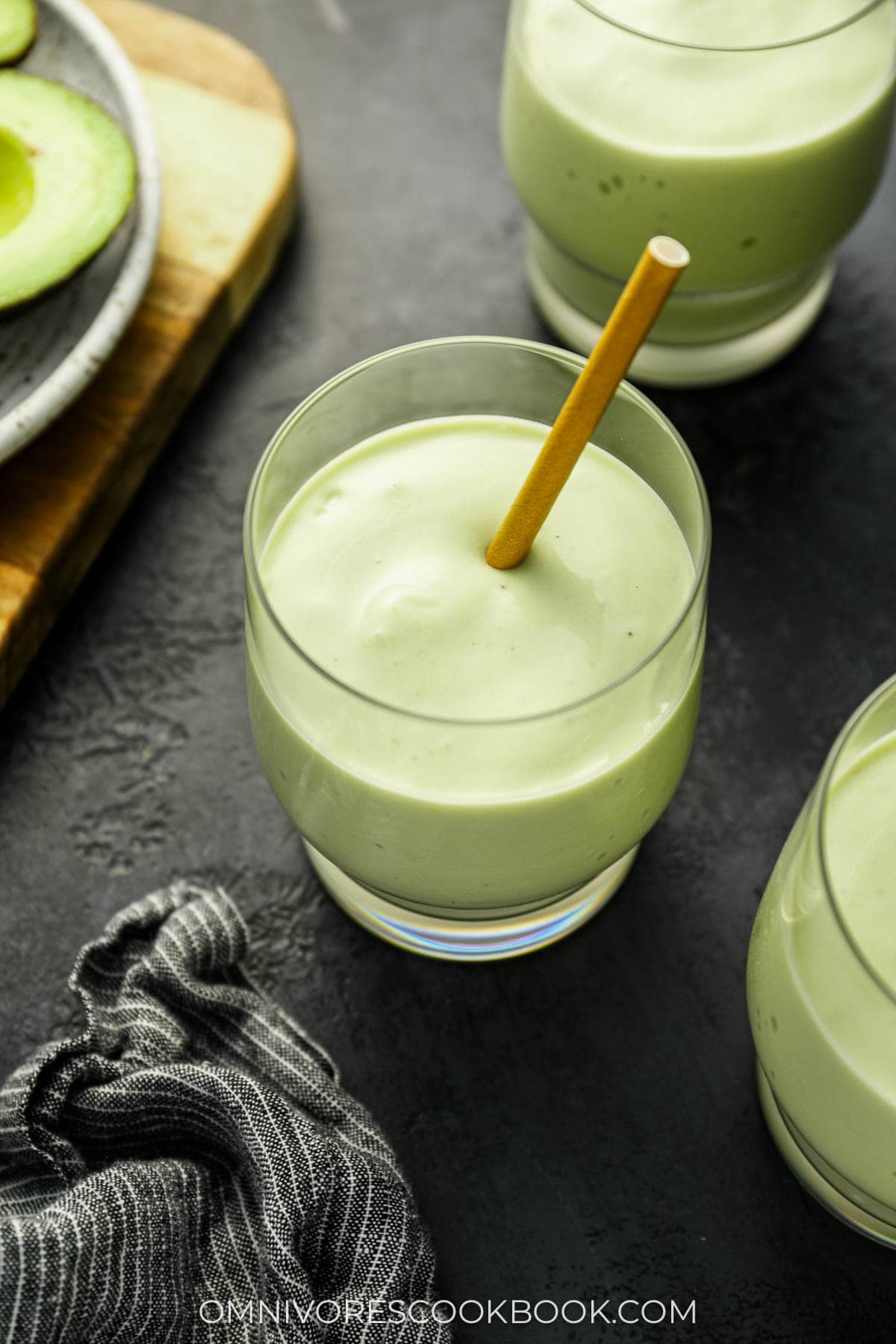 Avocado smoothie close up