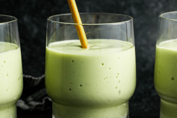 Homemade avocado smoothie close up