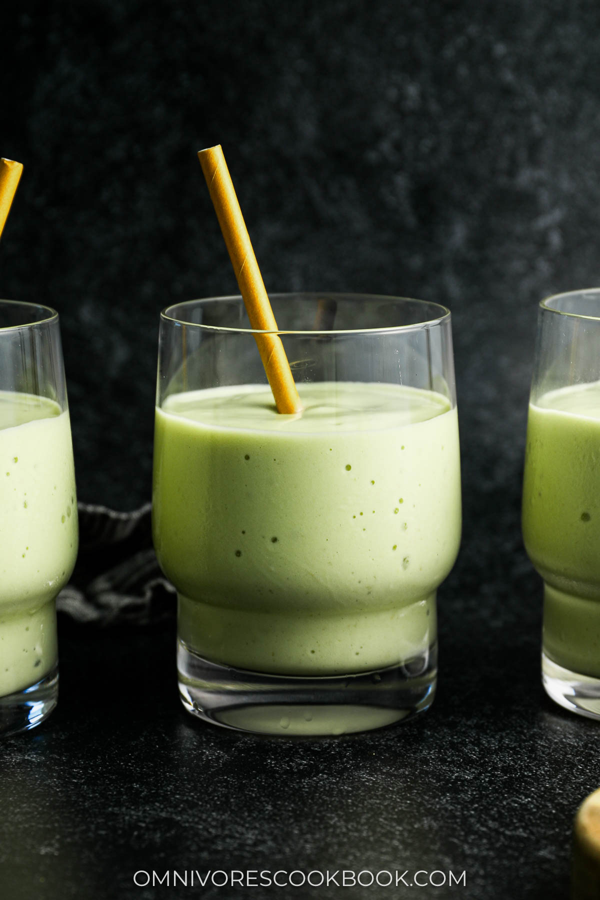 Homemade avocado smoothie close up