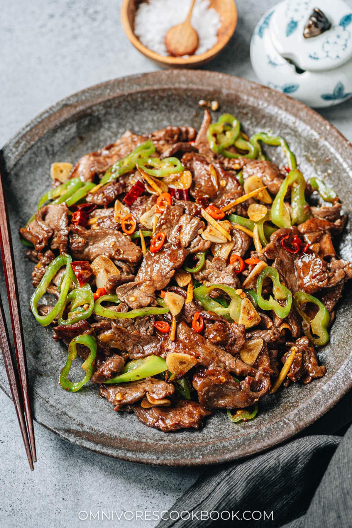 Hunan beef in a plate