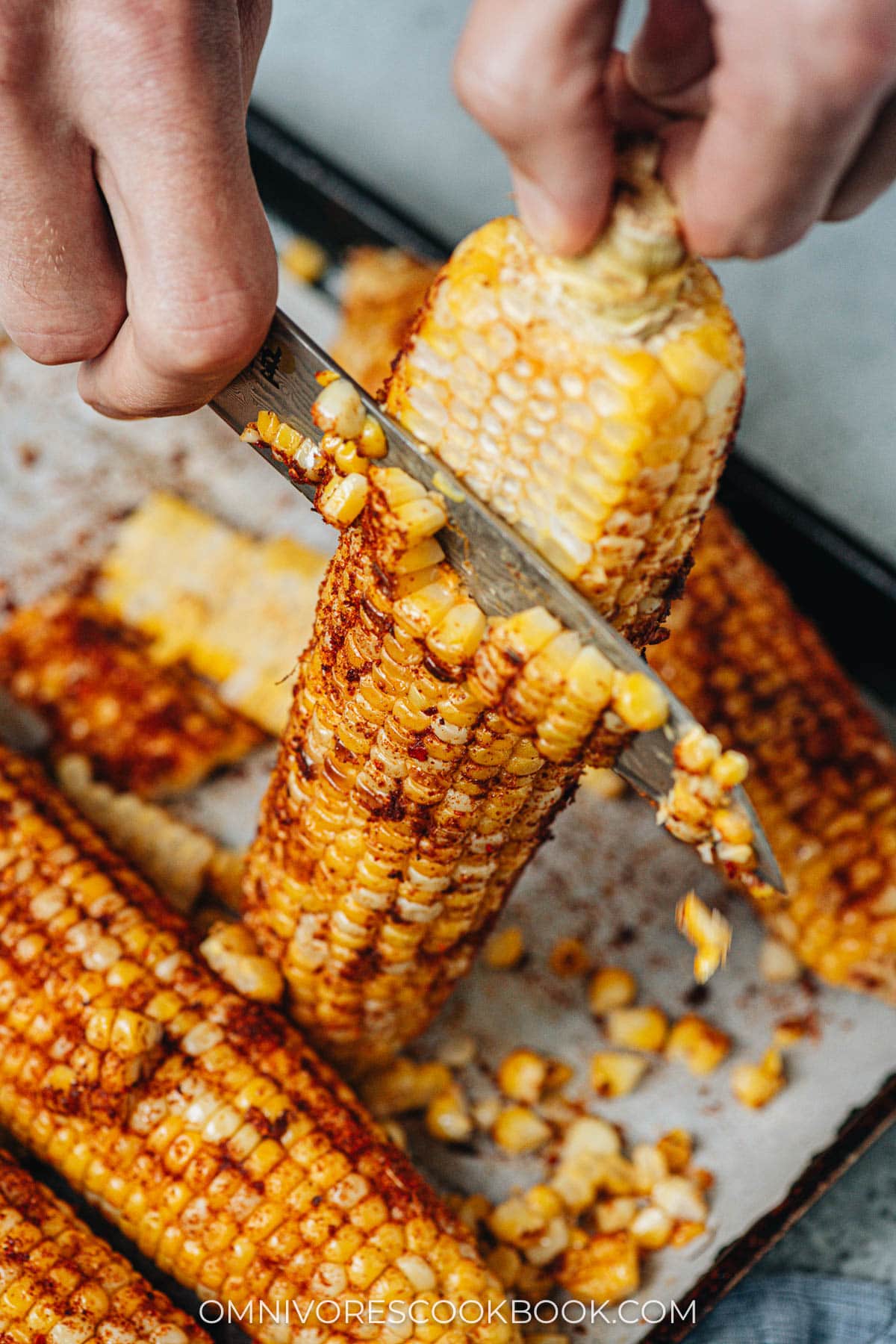 Shaving corn from the cob