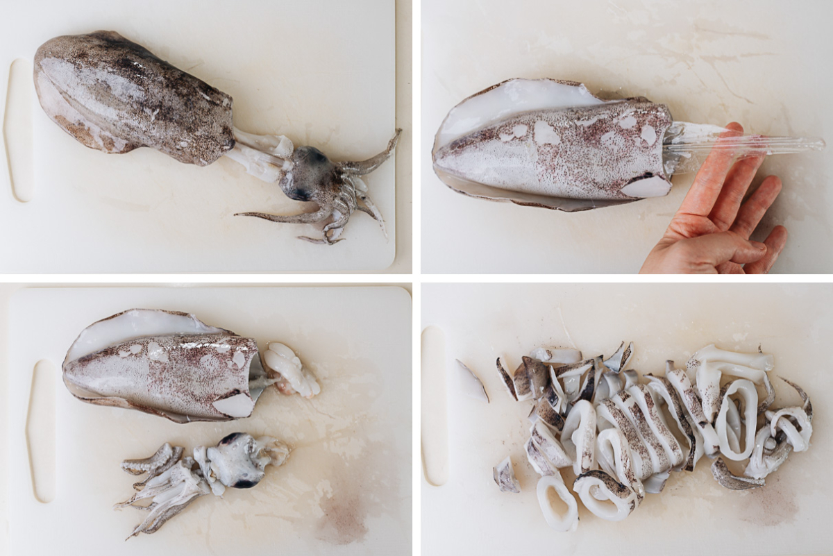 How to clean a whole squid