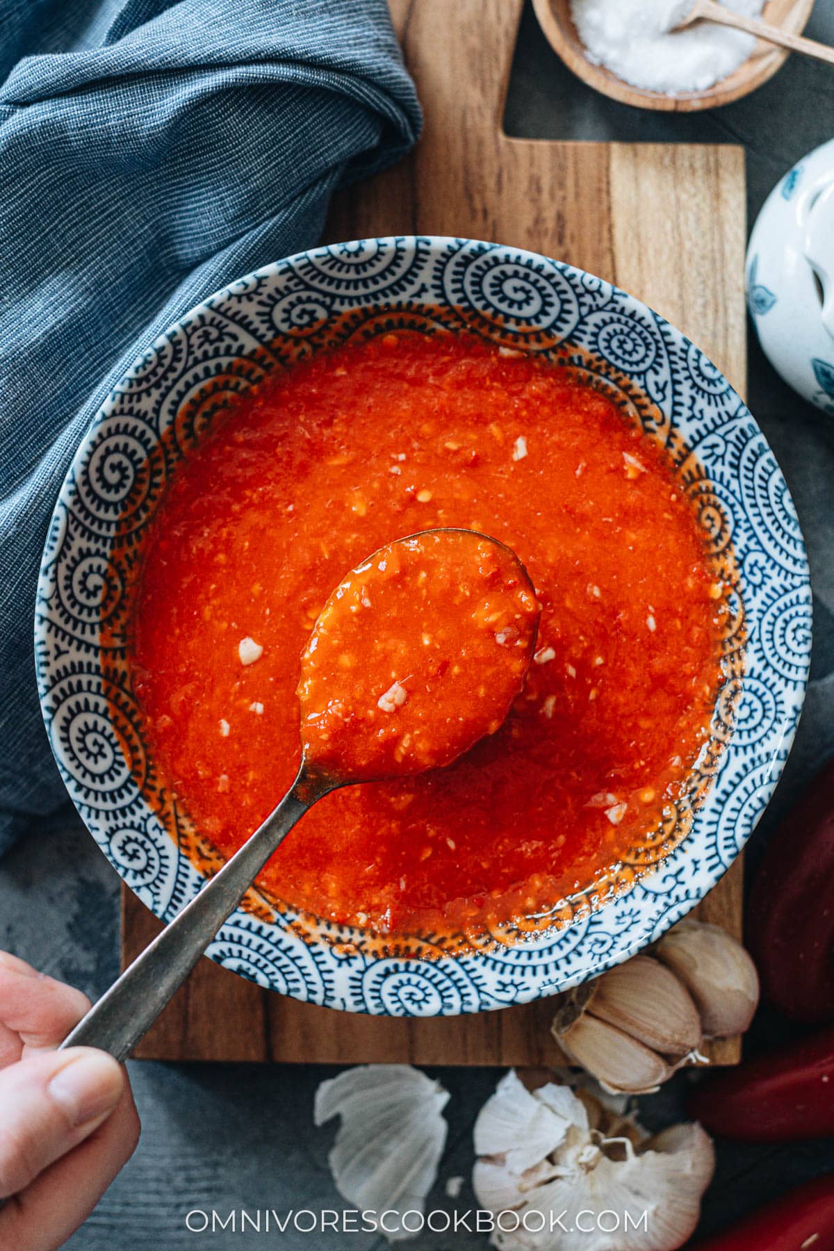 Spoonful of chili garlic sauce