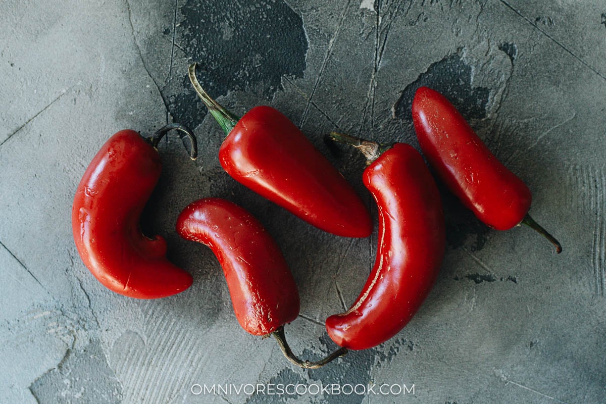 Red jalapeno peppers