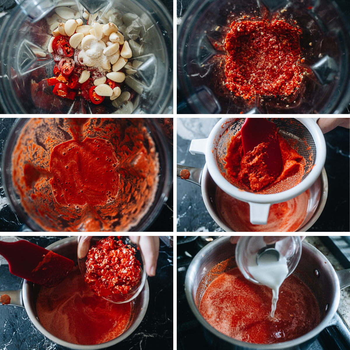 Making chili garlic sauce step-by-step