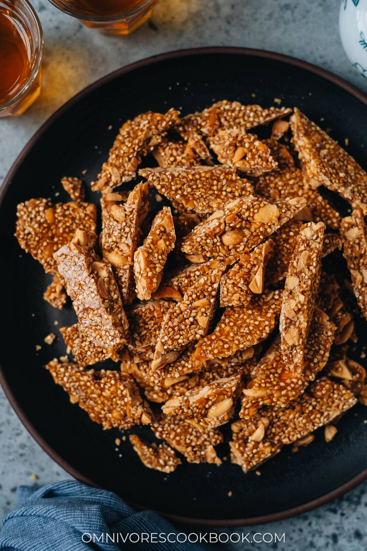 Chinese peanut brittle close up