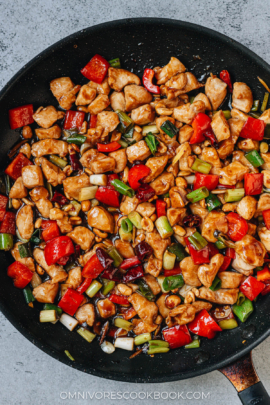 Kung pao chicken in a pan