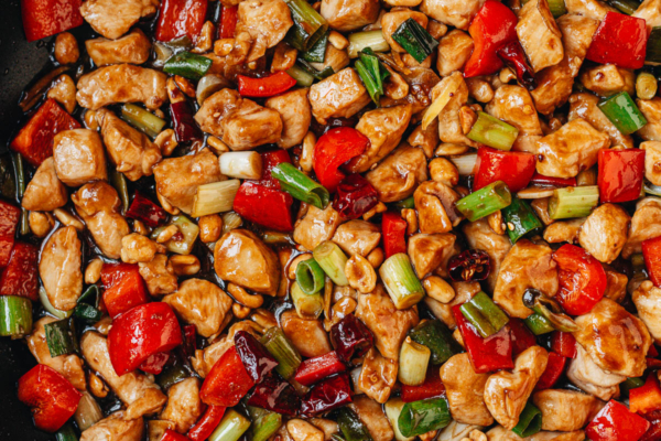 Kung pao chicken in a pan