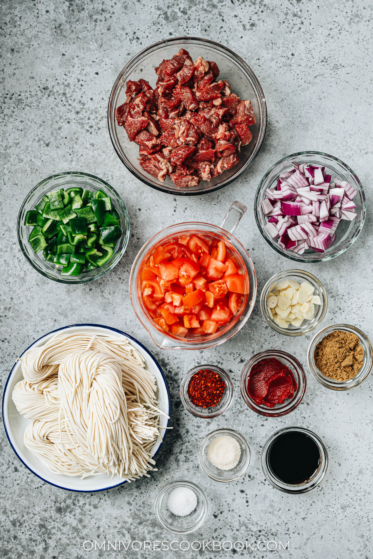 Ingredients for making laghman