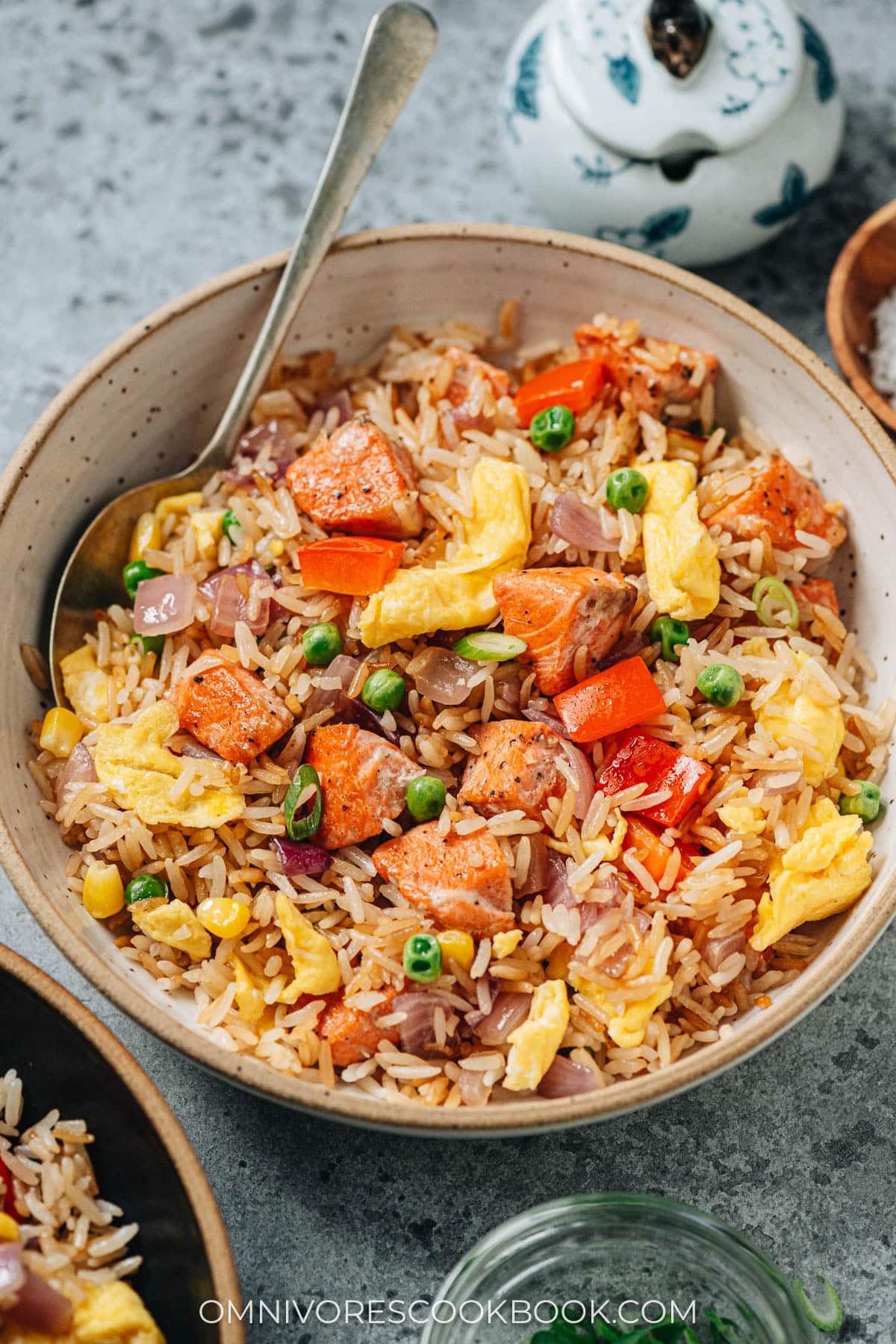 Chinese style salmon fried rice