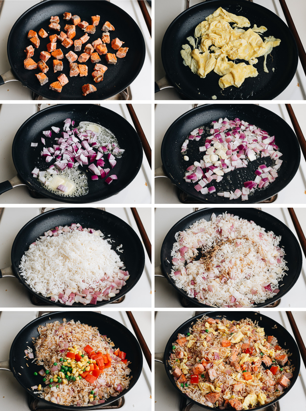 How to cook salmon fried rice step-by-step