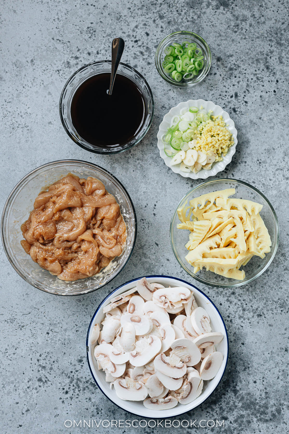 Chinese Mushroom Chicken cooking ingredients