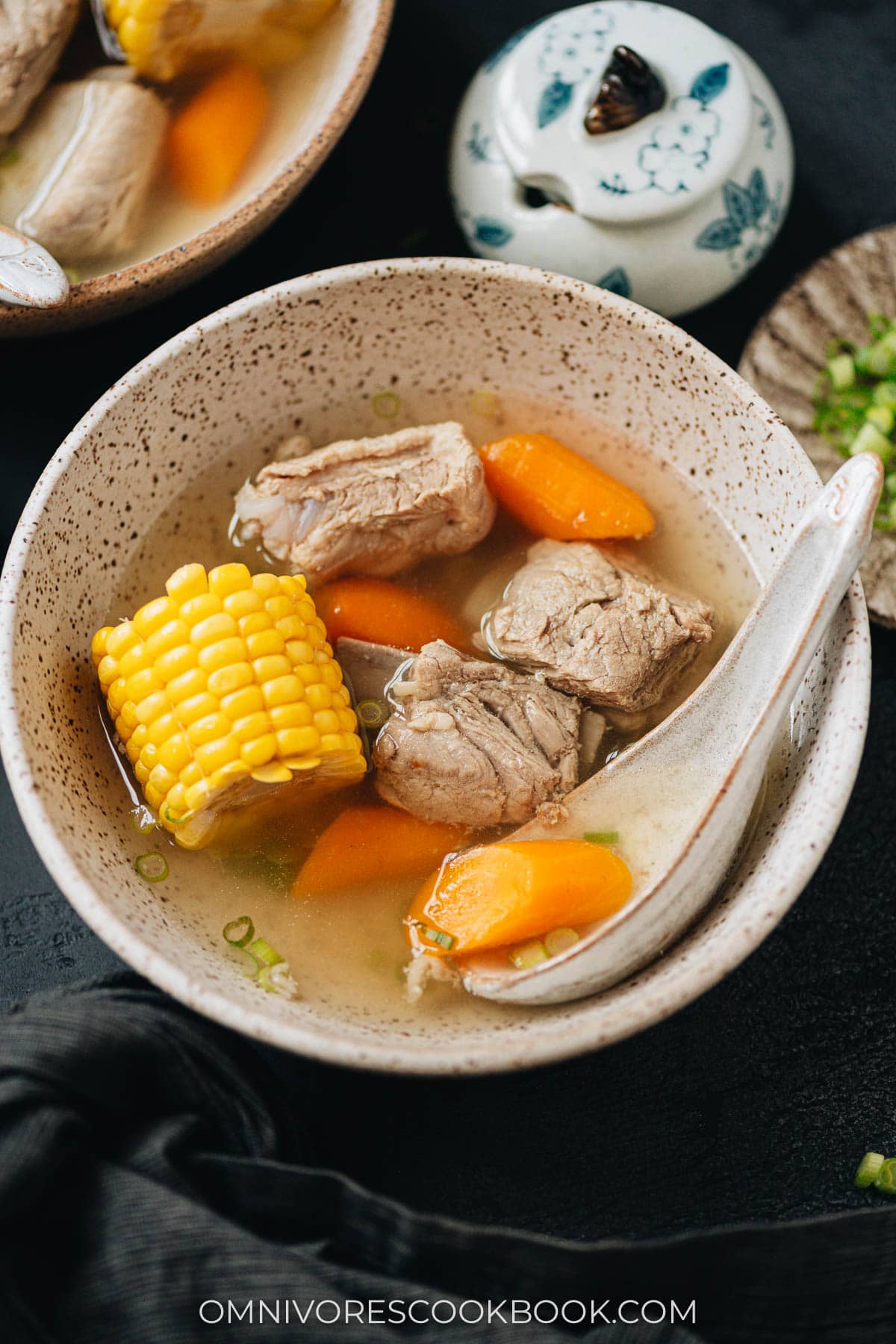 Homemade pork and corn soup