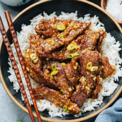 Create crispy, juicy, and tender restaurant-style orange beef without deep frying, with an aromatic sauce that’s tastier and healthier than takeout. {Gluten-Free Adaptable}