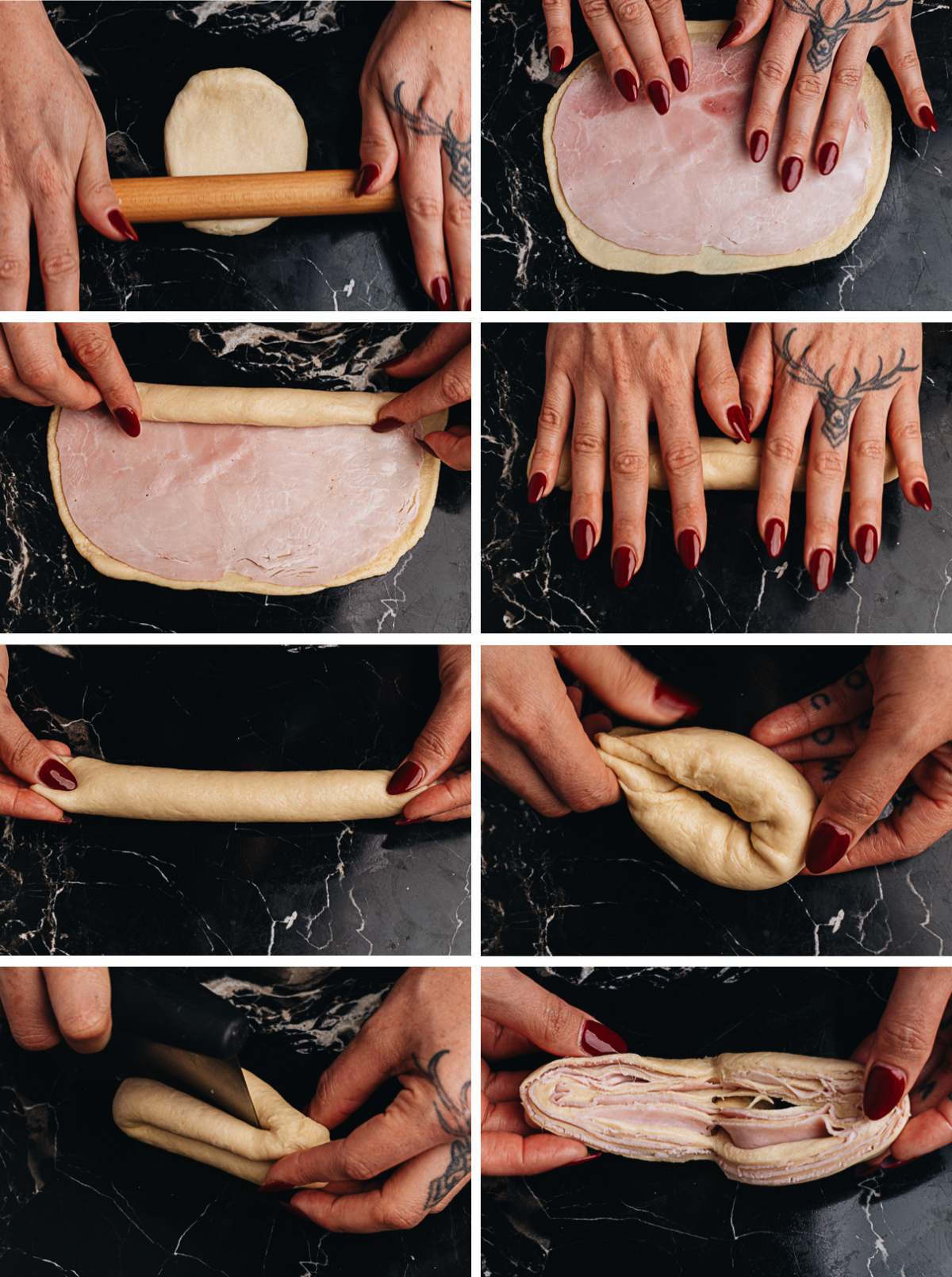 How to assemble the ham and cheese buns