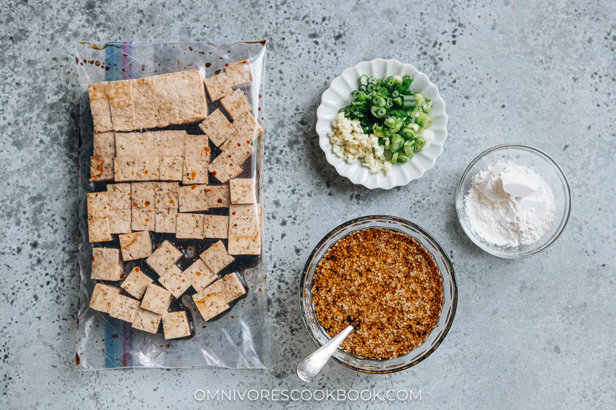 Ingredients for making sesame tofu