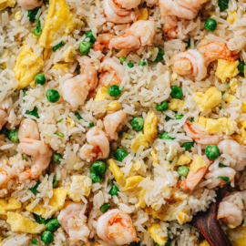 Shrimp fried rice close up