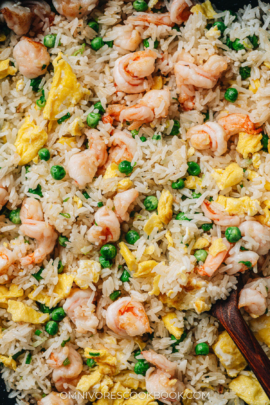 Shrimp fried rice close up