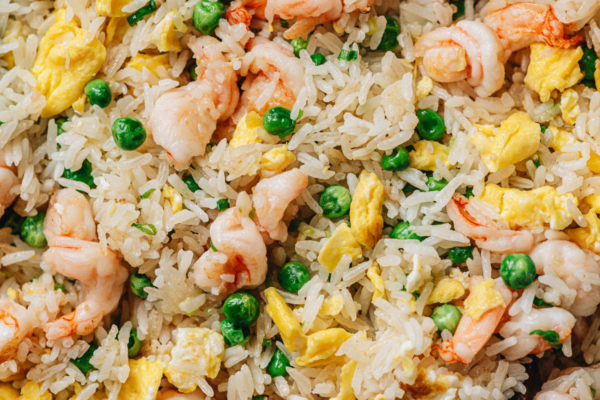 Shrimp fried rice close up