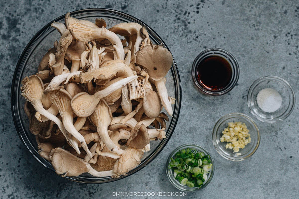 Oyster mushroom stir fry ingredients