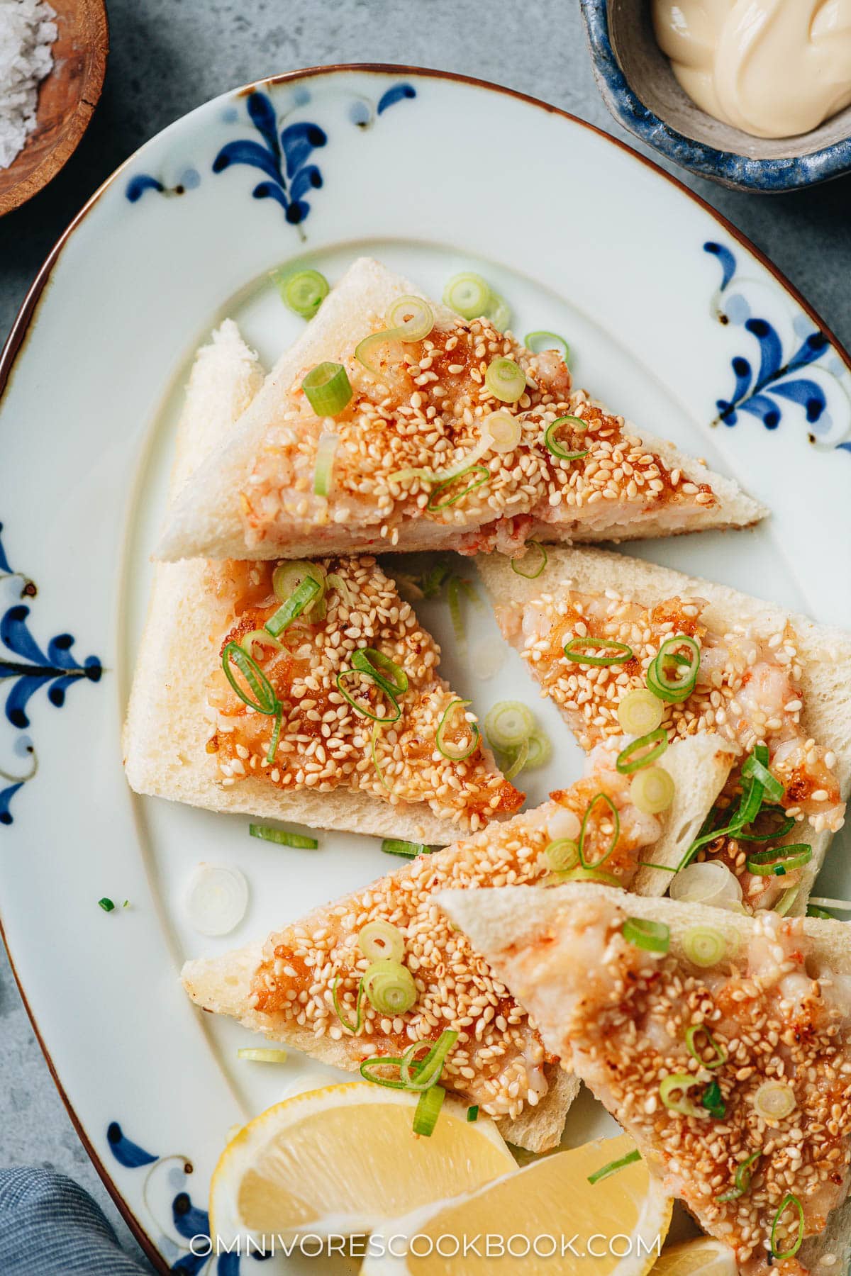 Homemade shrimp toast close up