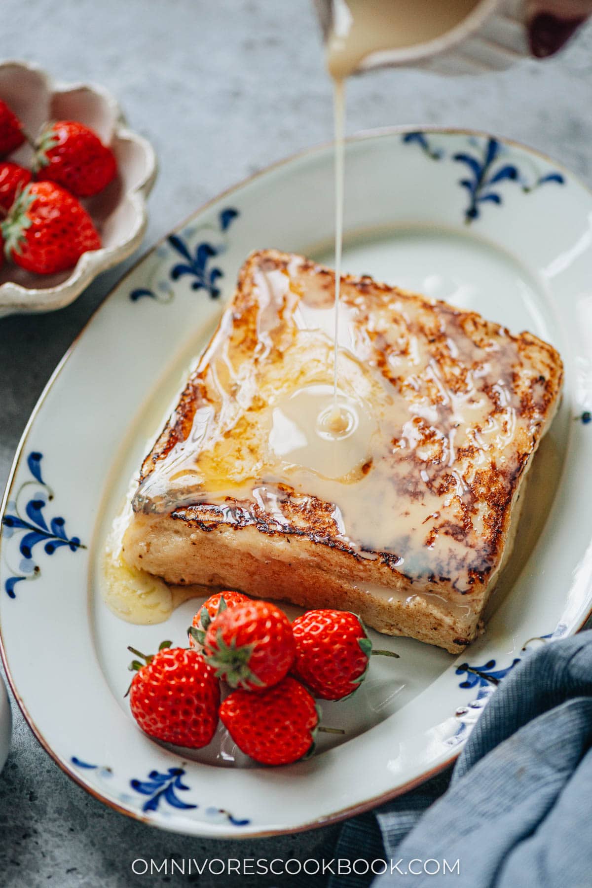 Drizzle condensed milk on Hong Kong French toast