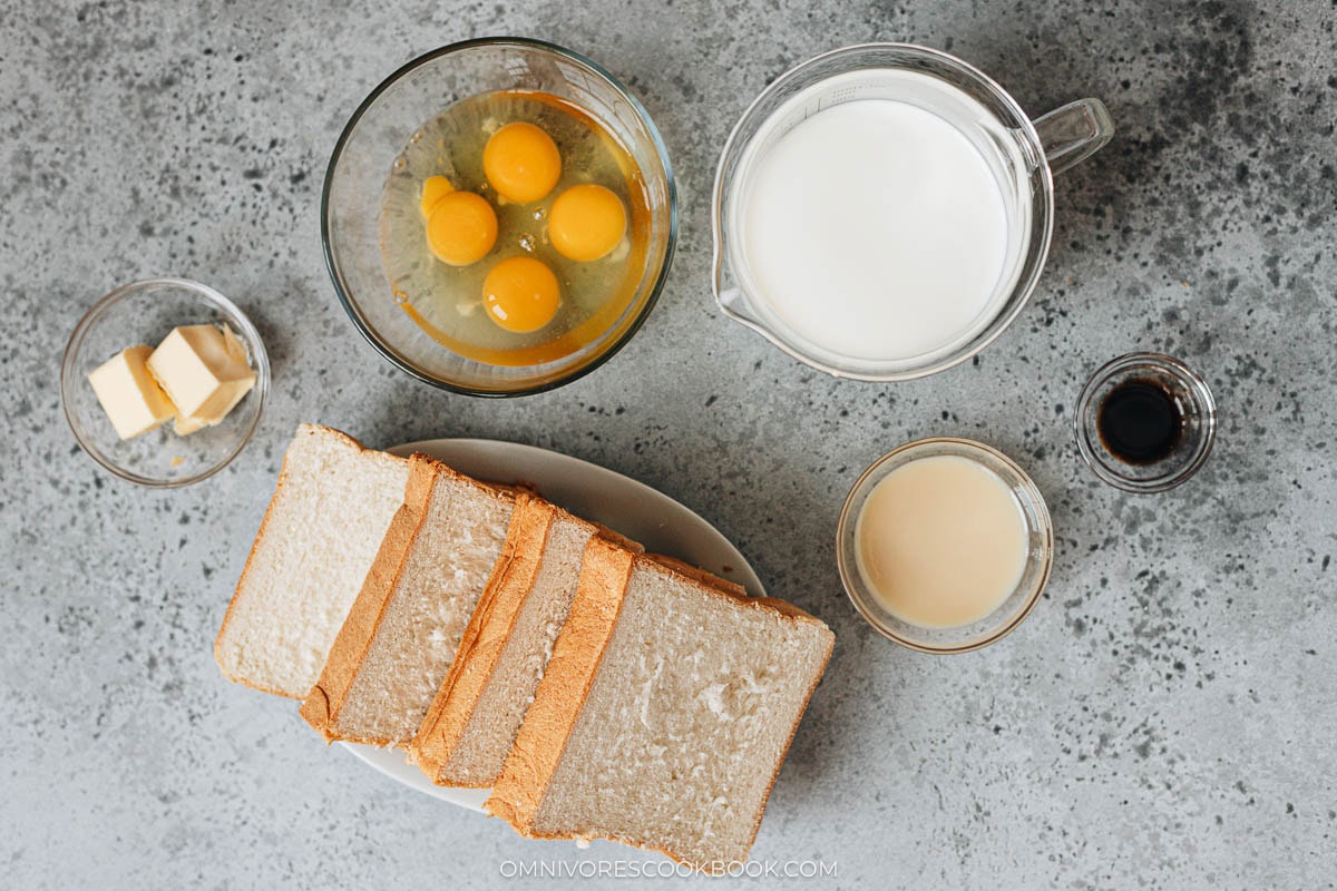 Ingredients for making French toast