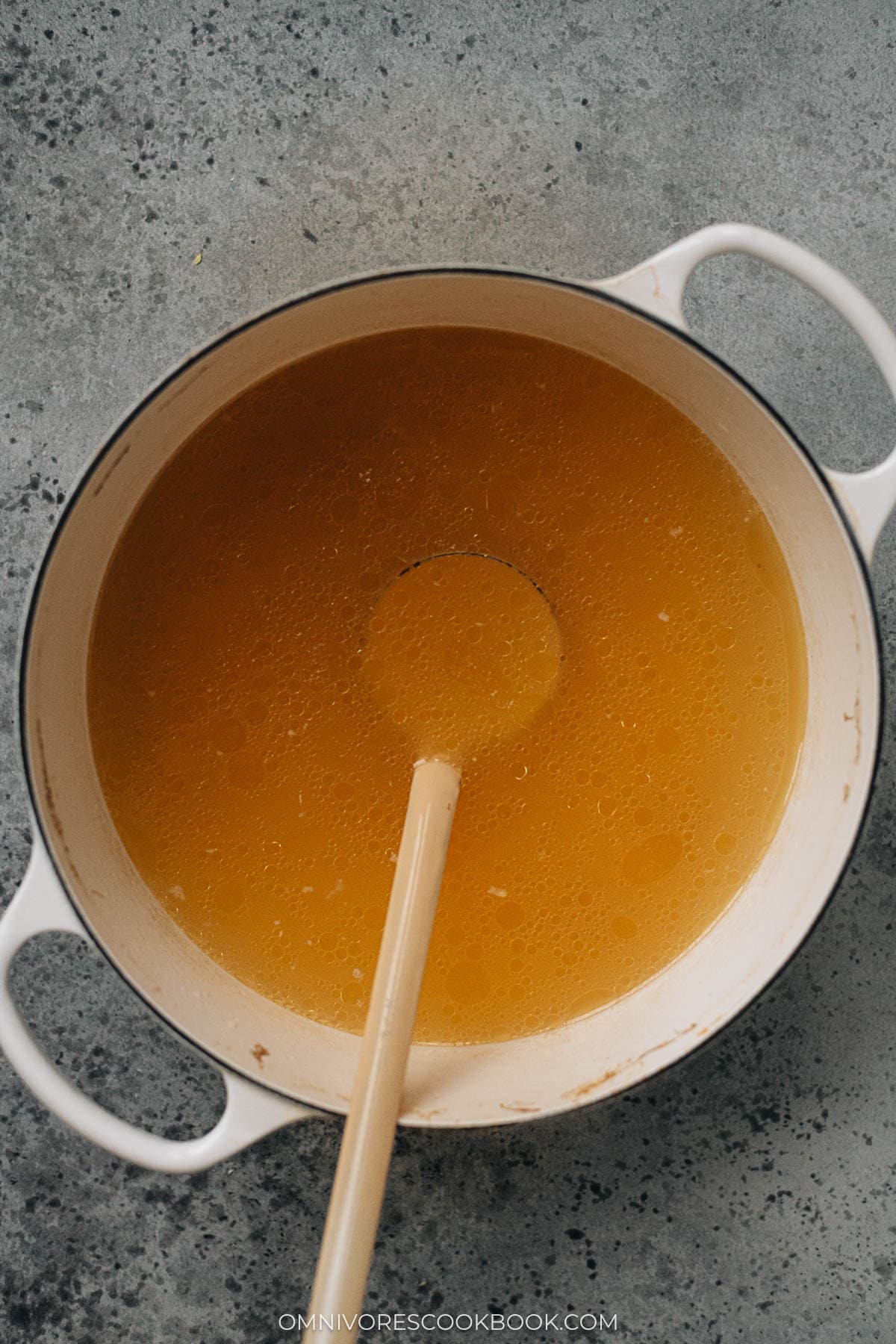 Chinese chicken stock in a pot