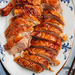 A foolproof Chinese roast duck recipe that does not require many special ingredients and still gets a great result with golden crispy duck skin and juicy flavorful meat. Very detailed pictures and a video are included to showcase how to make a restaurant-style roast duck in your own kitchen. {Gluten-Free Adaptable}