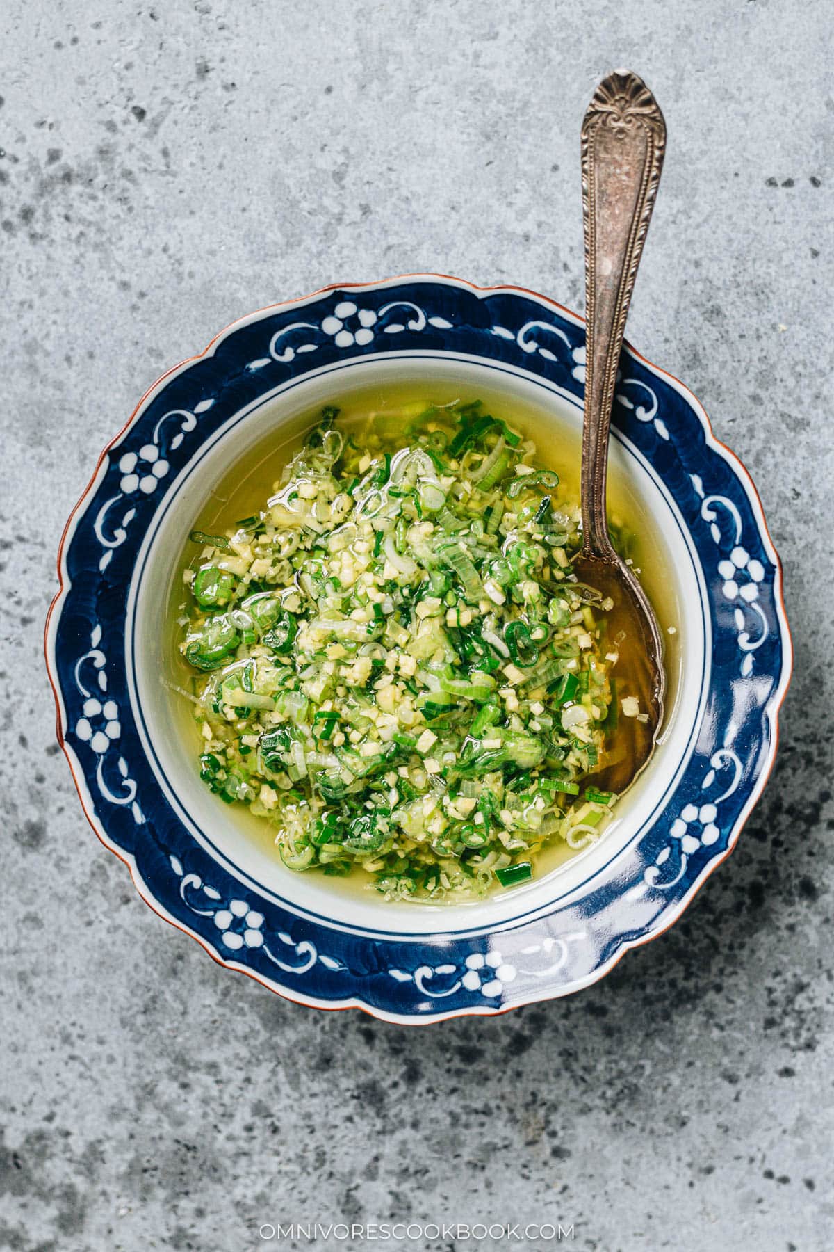 Ginger scallion sauce served in a bowl