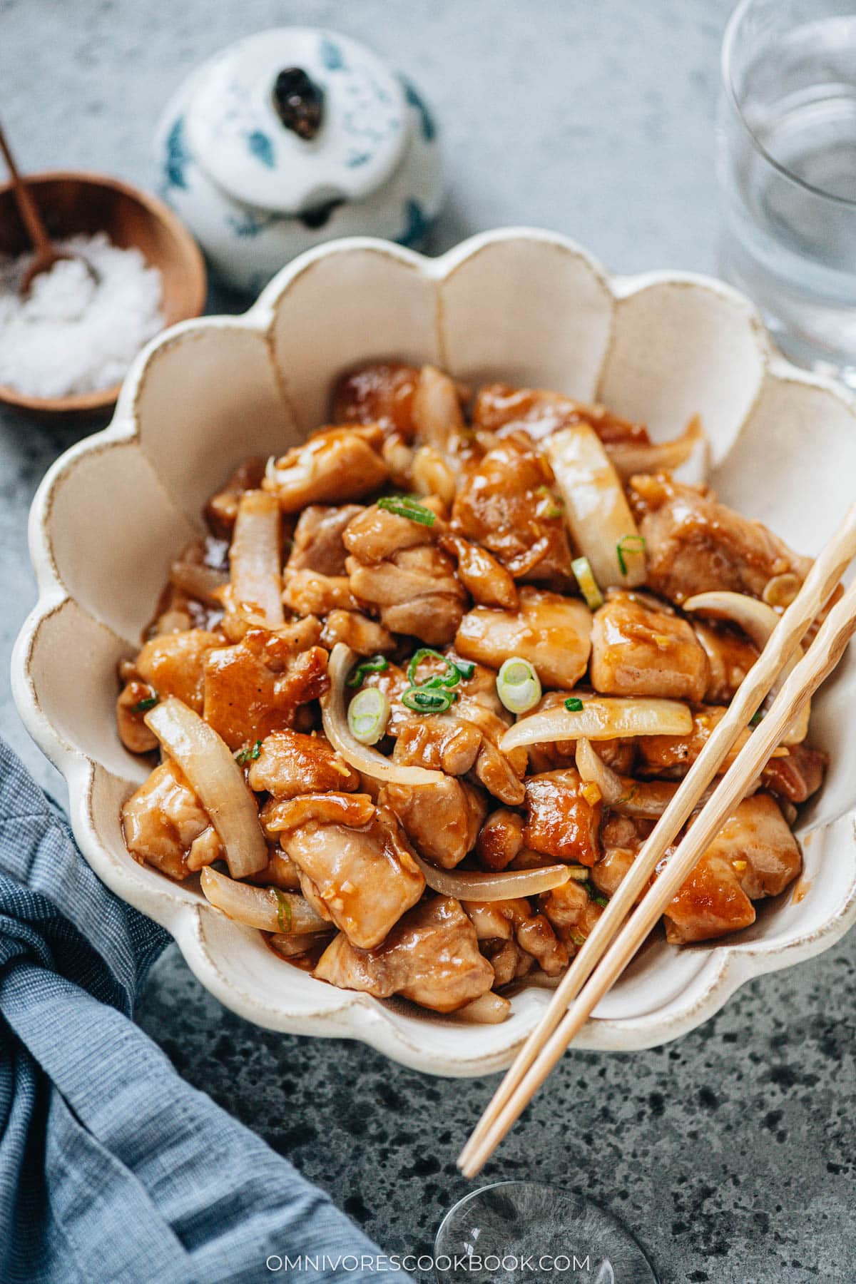 Homemade bourbon chicken served in a bowl