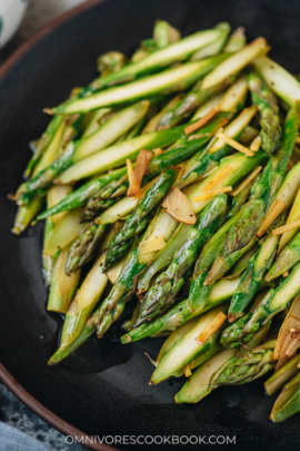 Asparagus stir fry close up