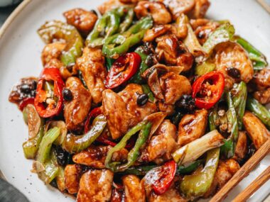 Hunan chicken made with fermented black beans and chili peppers