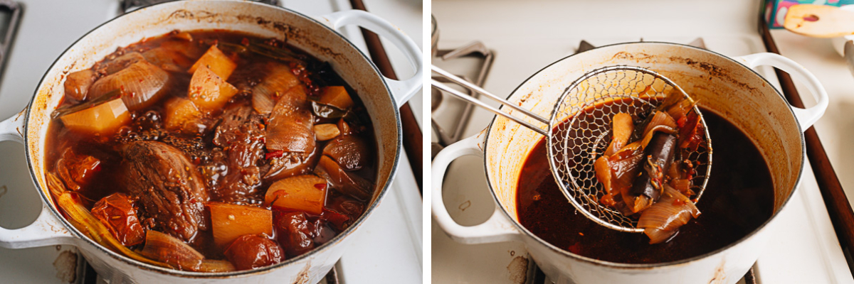 Finished braising beef and the broth