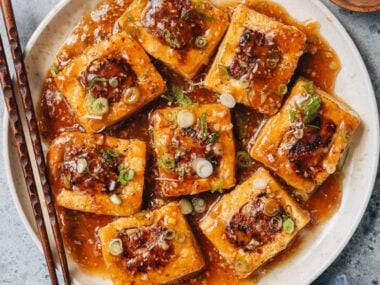 Chinese stuffed tofu with minced pork